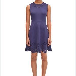 Kate Spade ♠️ New York cutwork ponte sleeveless dress in SQUID INK NWT $248